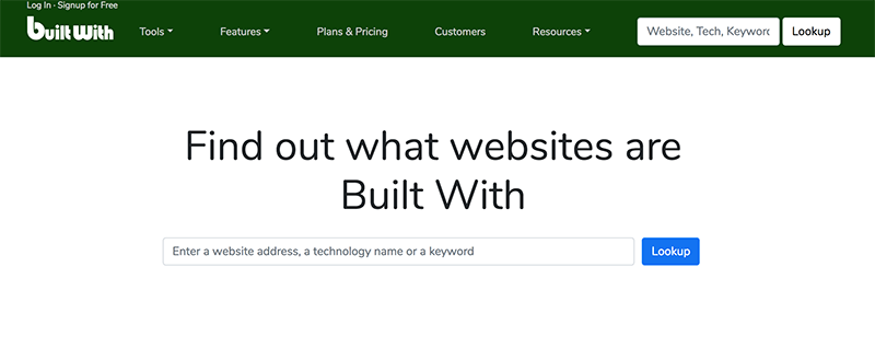 Kiểm tra website được xây dựng bằng ngôn ngữ gì với builtwith.com